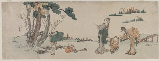 Women Distracting a Child whose Kite is caught in a Tree — Katsushika Hokusai